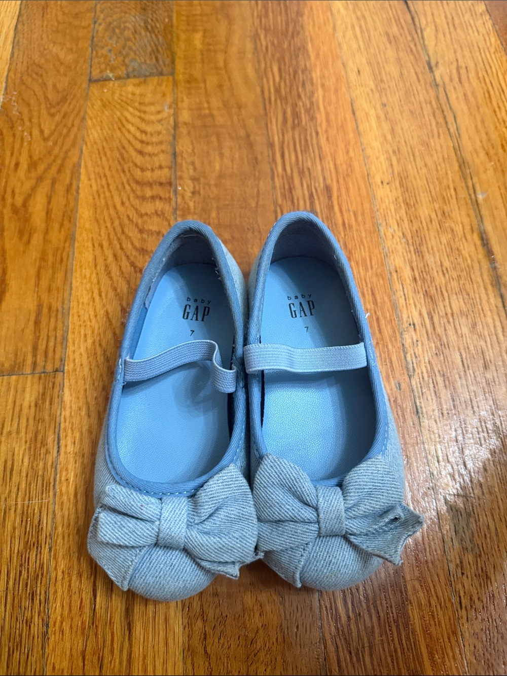 GAP Light Blue Girls' Bow Strap Mary Janes